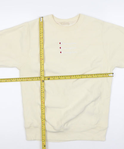 Champion Womens Ivory XS Pullover Sweatshirt Crew Neck Logo Jumper