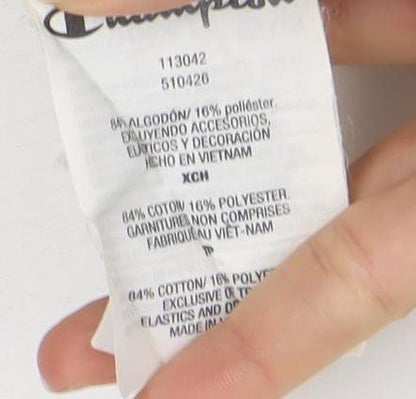 Champion Womens Ivory XS Pullover Sweatshirt Crew Neck Logo Jumper