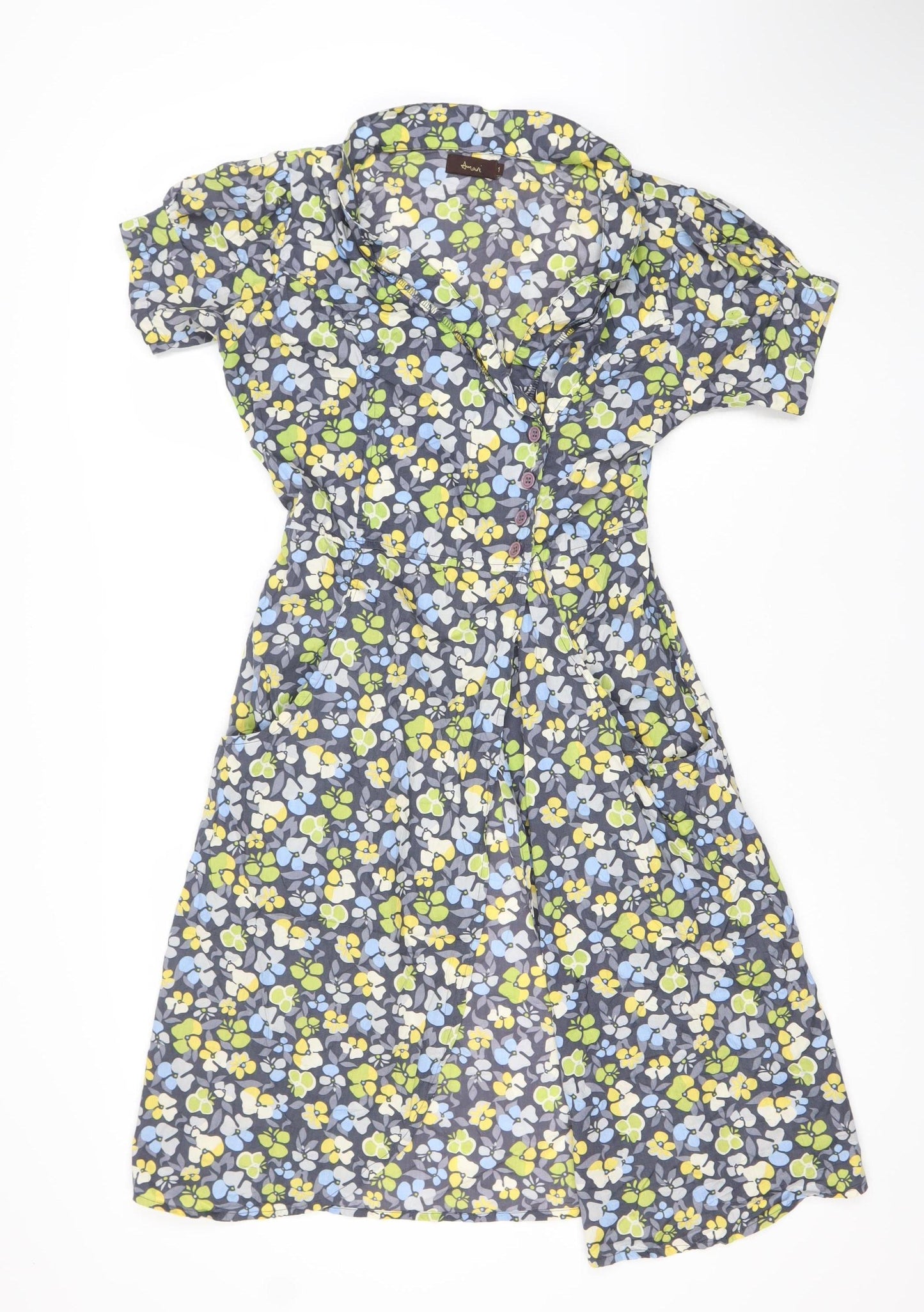 Avon Womens Multicoloured Floral A-Line Midi Dress L Cotton