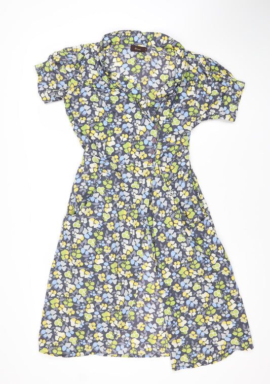 Avon Womens Multicoloured Floral A-Line Midi Dress L Cotton