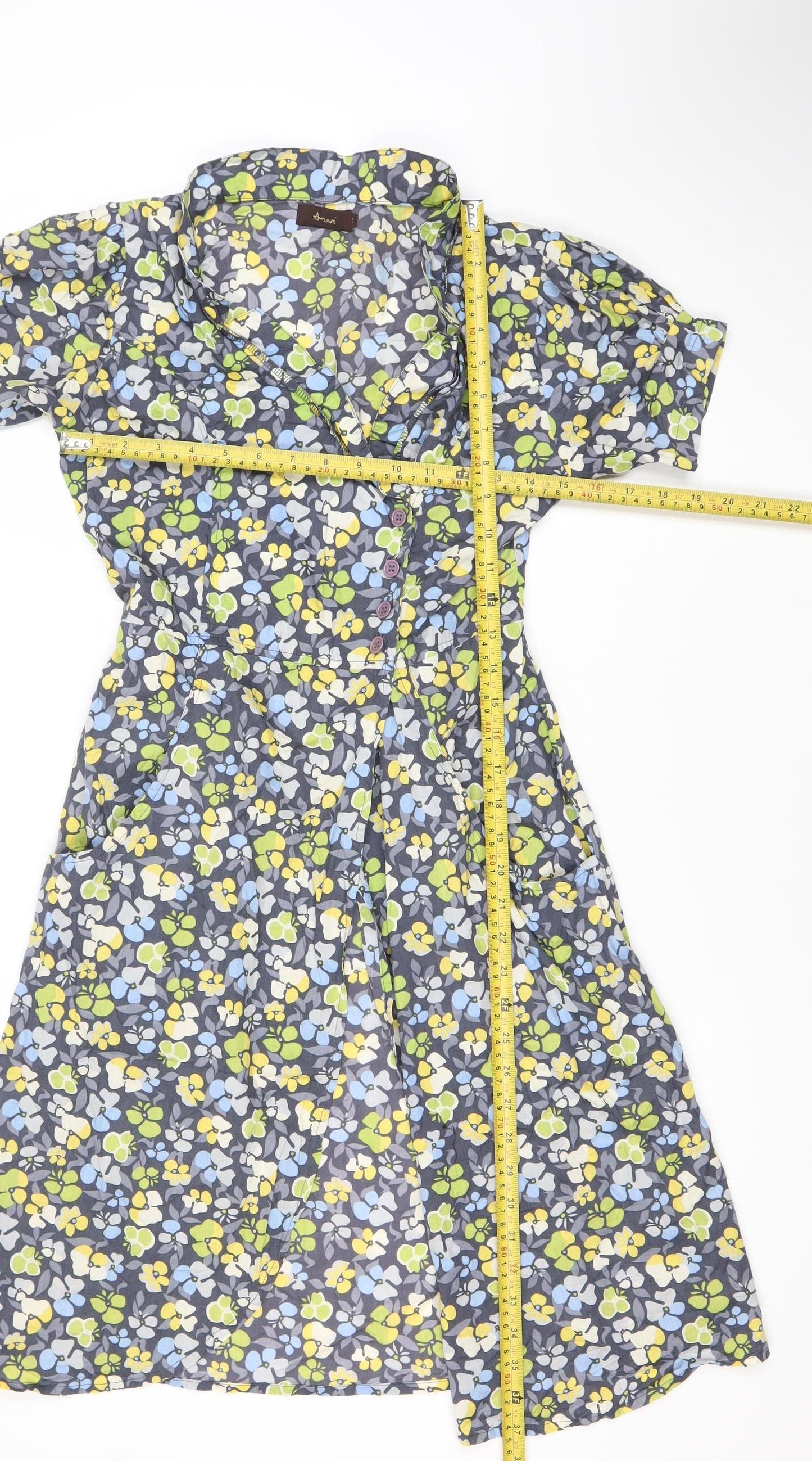 Avon Womens Multicoloured Floral A-Line Midi Dress L Cotton