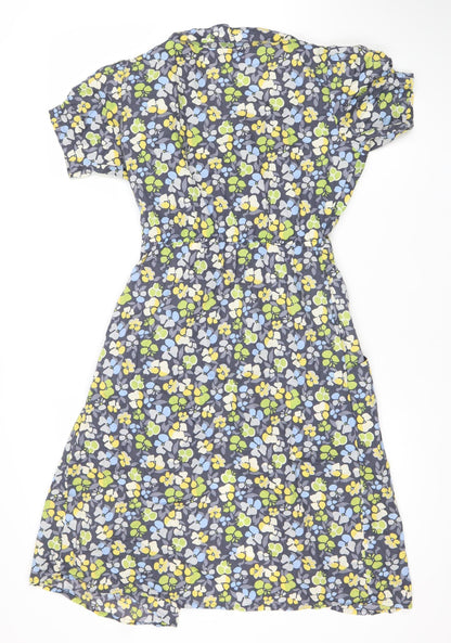 Avon Womens Multicoloured Floral A-Line Midi Dress L Cotton