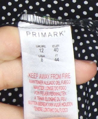 Primark Womens Black Yellow Floral Wrap Dress Size 12 Sleeveless V-Neck