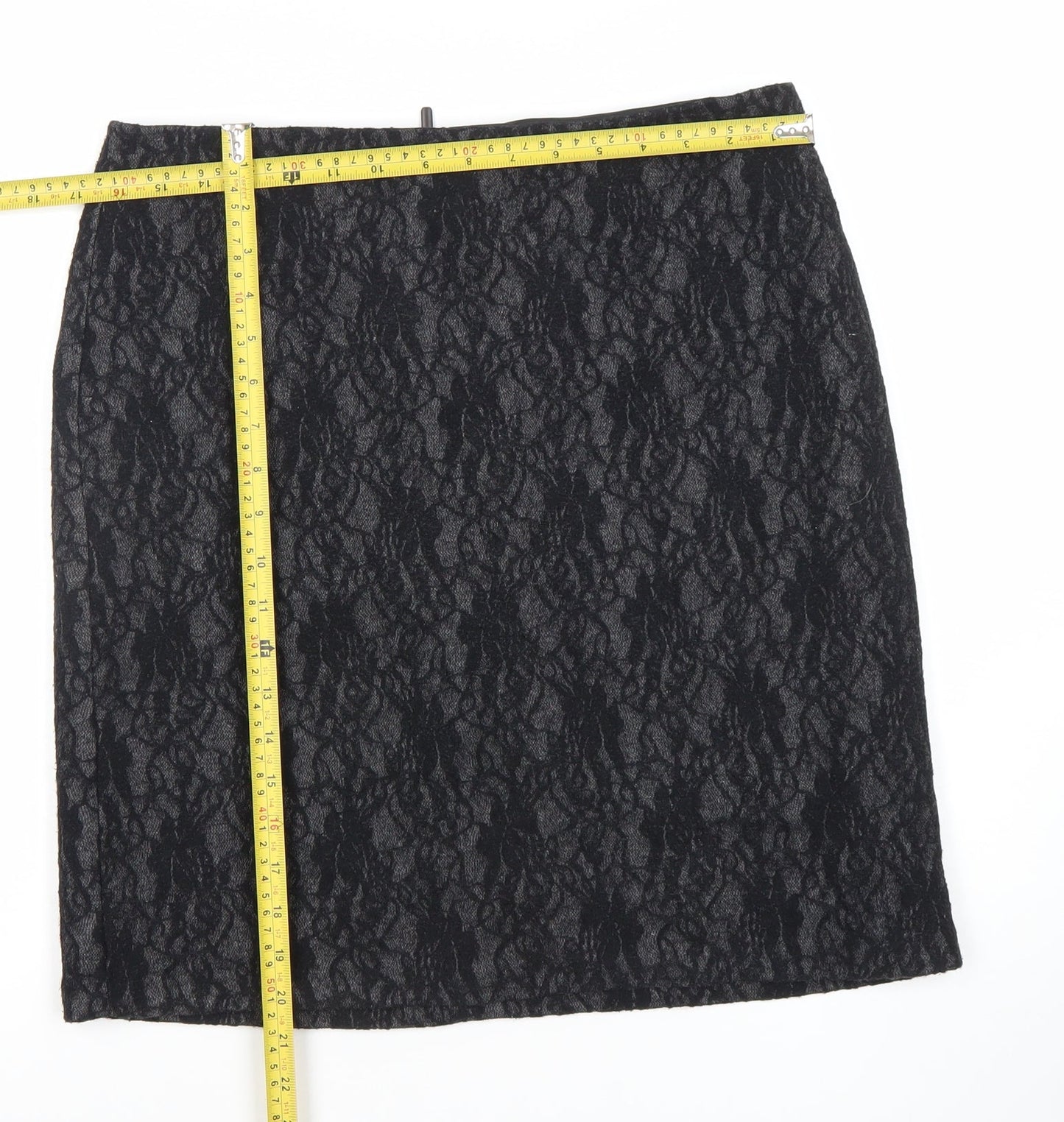 Marks and Spencer Women Black Lace Pencil Skirt Size 12 Zip Lined