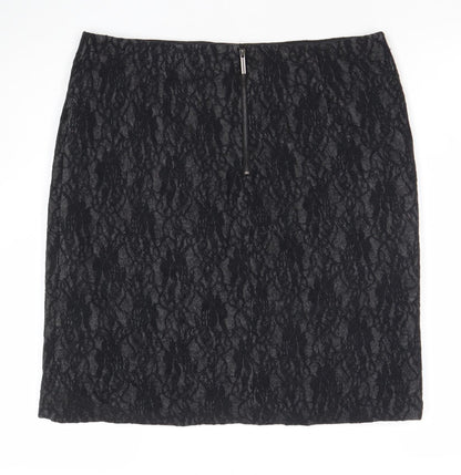 Marks and Spencer Women Black Lace Pencil Skirt Size 12 Zip Lined