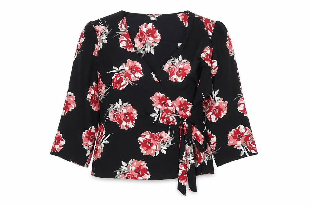 Womens UK Size 14 Primark Black Wrap Blouse