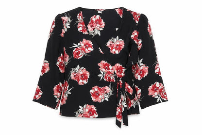Womens UK Size 14 Primark Black Wrap Blouse