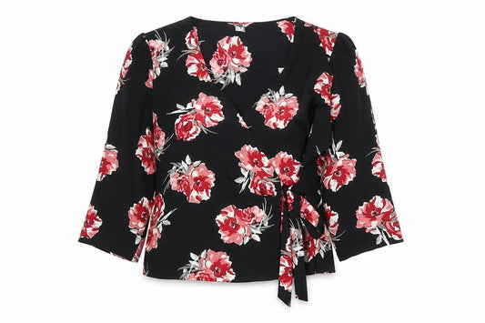 Womens UK Size 14 Primark Black Wrap Blouse