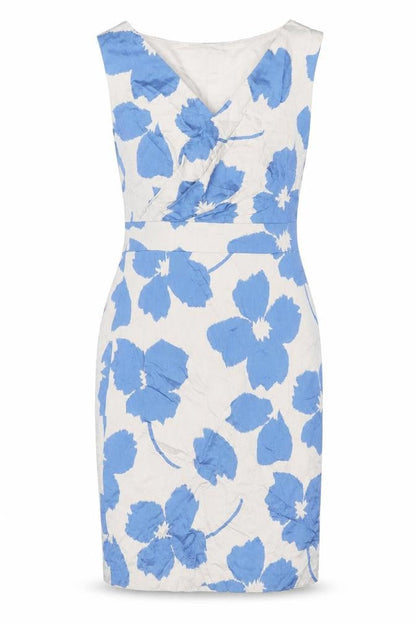 Minuet Women’s Blue Beige Floral Sheath Dress Size 8 Knee Length