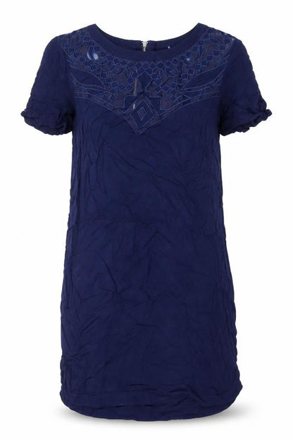 Warehouse Womens Blue Size 8 Embroidered Shift Dress