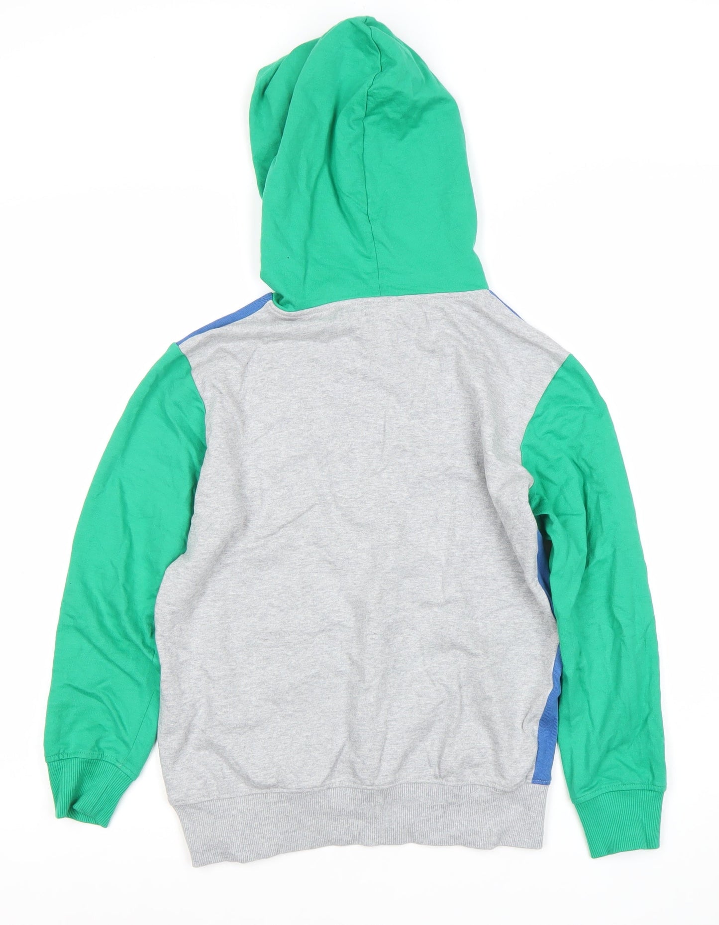 Benetton Boys Blue Green Grey Pullover Hoodie 10-11 Years Logo Casual