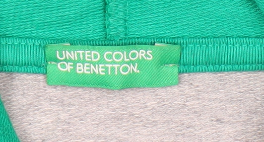 Benetton Boys Blue Green Grey Pullover Hoodie 10-11 Years Logo Casual
