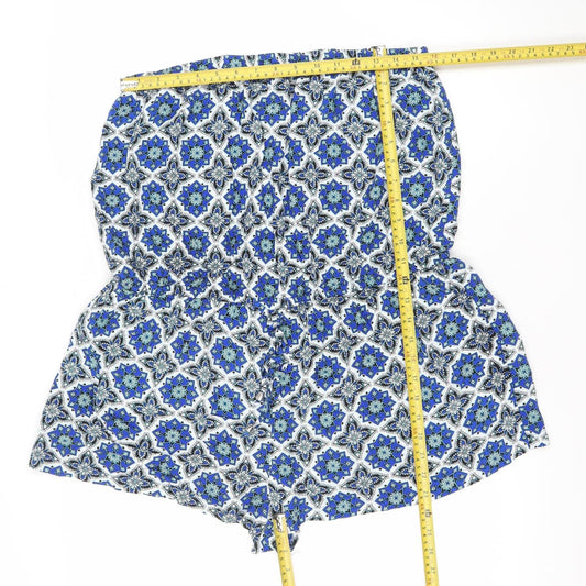 Papaya Women’s Blue Geometric Viscose Strapless Playsuit Size 20