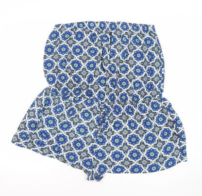 Papaya Women’s Blue Geometric Viscose Strapless Playsuit Size 20