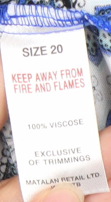 Papaya Women’s Blue Geometric Viscose Strapless Playsuit Size 20