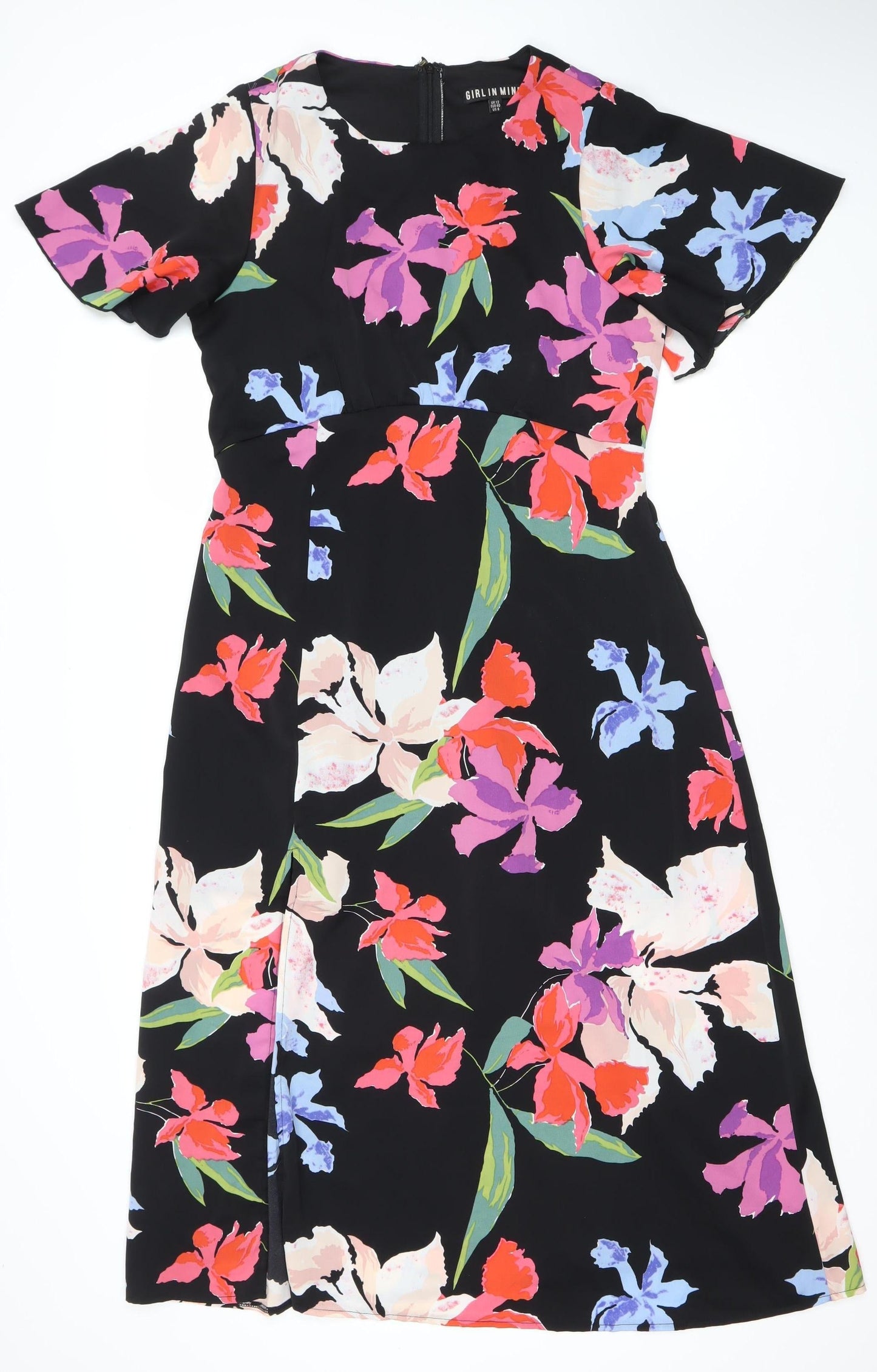 Girl In Mind Women’s Black Floral Fit & Flare Dress UK 12