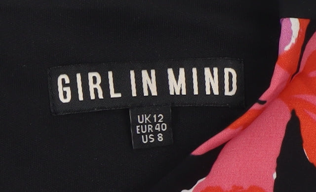 Girl In Mind Women’s Black Floral Fit & Flare Dress UK 12