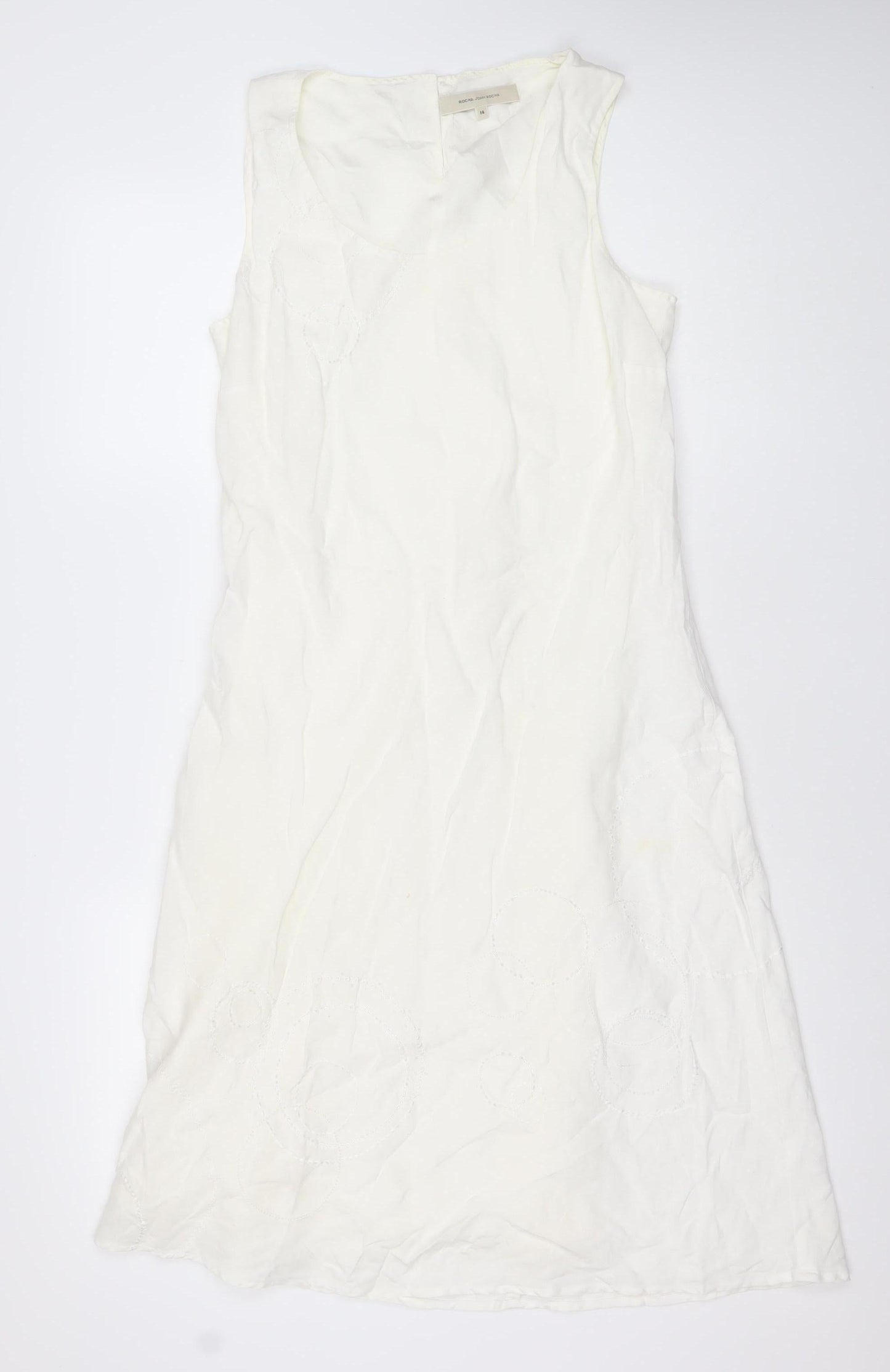 Rocha John Rocha Women’s Ivory Linen Shift Dress Size 14 Sleeveless