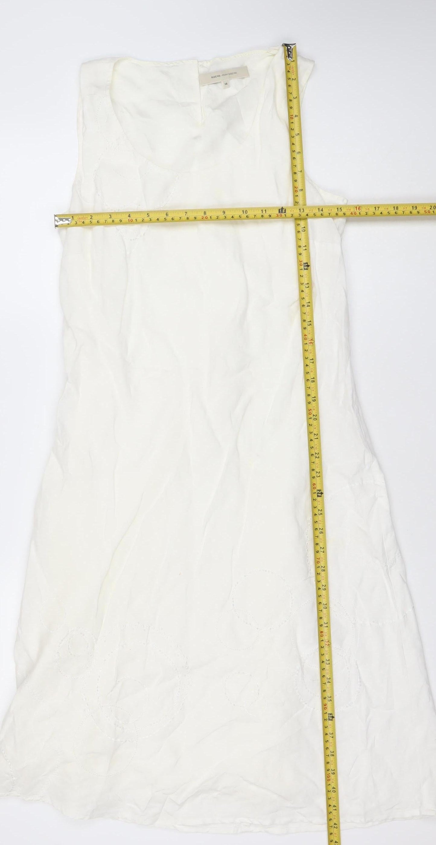 Rocha John Rocha Women’s Ivory Linen Shift Dress Size 14 Sleeveless