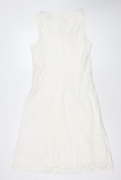 Rocha John Rocha Women’s Ivory Linen Shift Dress Size 14 Sleeveless