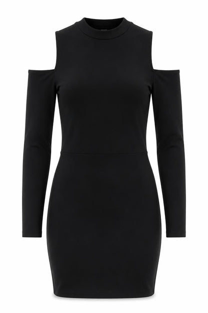 H&M Divided Women’s Black Bodycon Mini Dress Size 6 Lace Up Long Sleeve