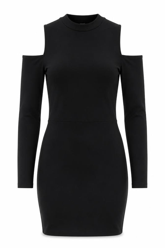 H&M Divided Women’s Black Bodycon Mini Dress Size 6 Lace Up Long Sleeve