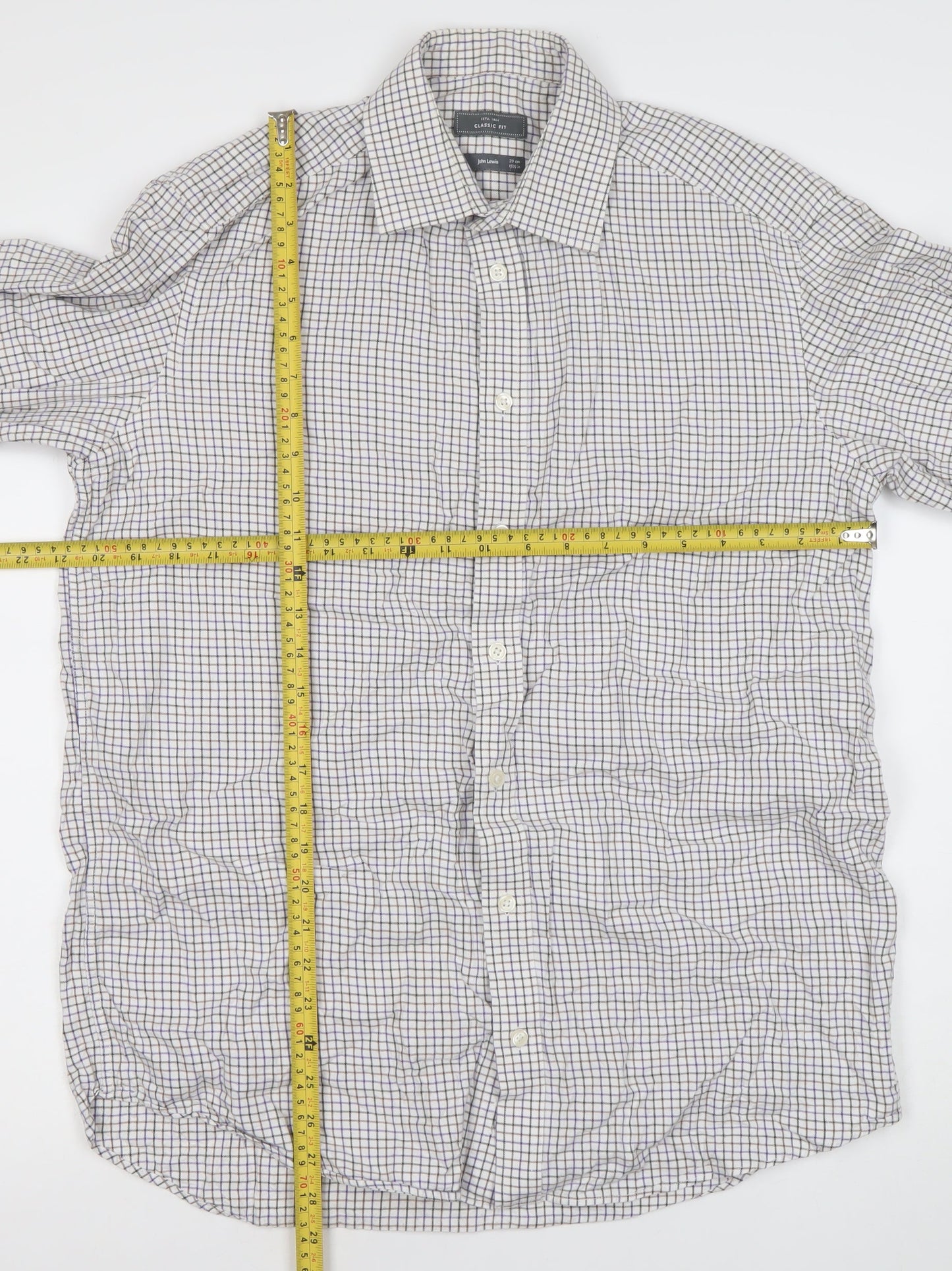 Mens UK Collar Size 39 John Lewis Smart Multicoloured  Dress Shirt