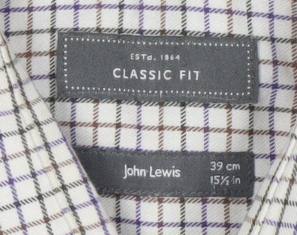 Mens UK Collar Size 39 John Lewis Smart Multicoloured  Dress Shirt