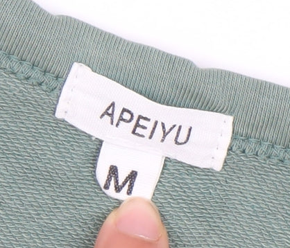 APEIYU Women’s Green Long Sleeve Cotton Blend Basic T-Shirt M