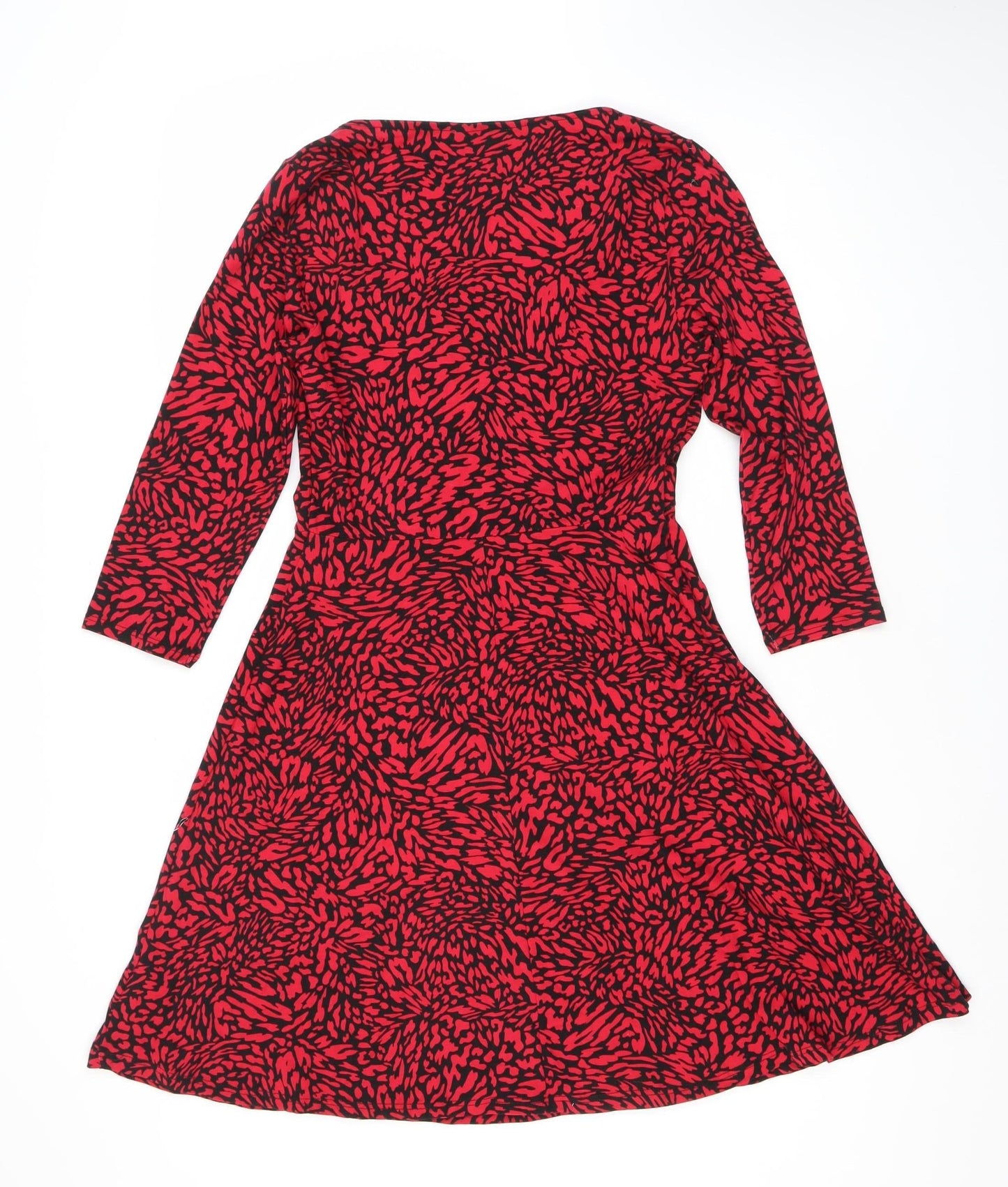 Dorothy Perkins Women Red Animal Print Bodycon Dress Size 12 Long Sleeve