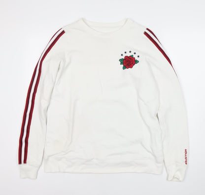 Mens UK Size S Hollister White Pullover Sweatshirt