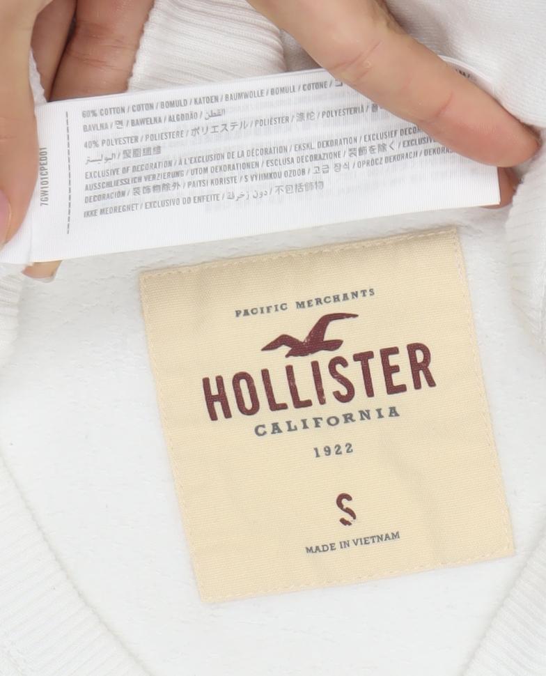 Mens UK Size S Hollister White Pullover Sweatshirt