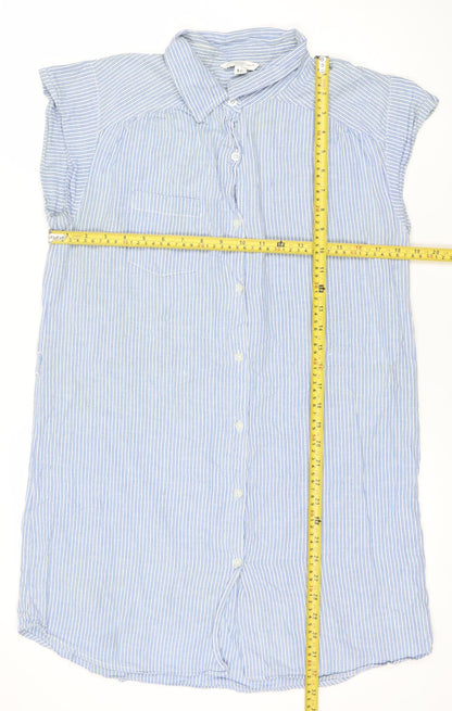 Look Women’s Blue Striped Shirt Dress Size 12 Cotton Casual