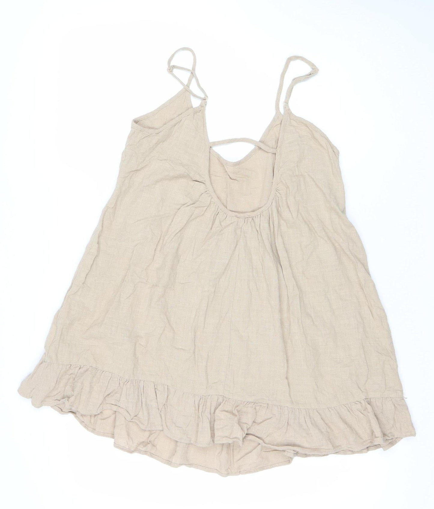 Cotton On Women’s Beige Summer Linen Swing Dress Size S Sleeveless