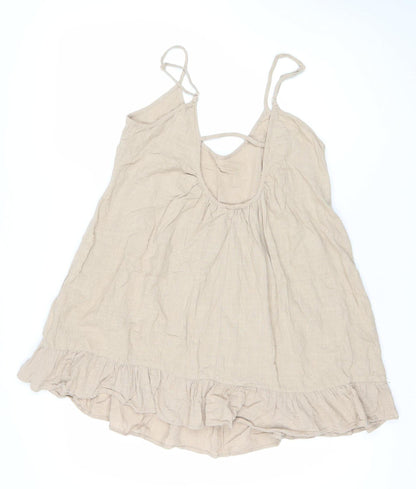 Cotton On Women’s Beige Summer Linen Swing Dress Size S Sleeveless