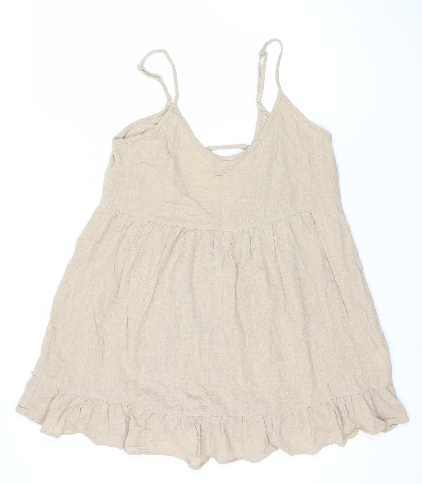 Cotton On Women’s Beige Summer Linen Swing Dress Size S Sleeveless
