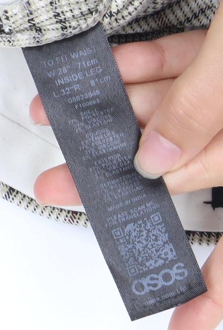 ASOS Men’s Multicoloured Slim Fit Plaid Chino Trousers W28 L28