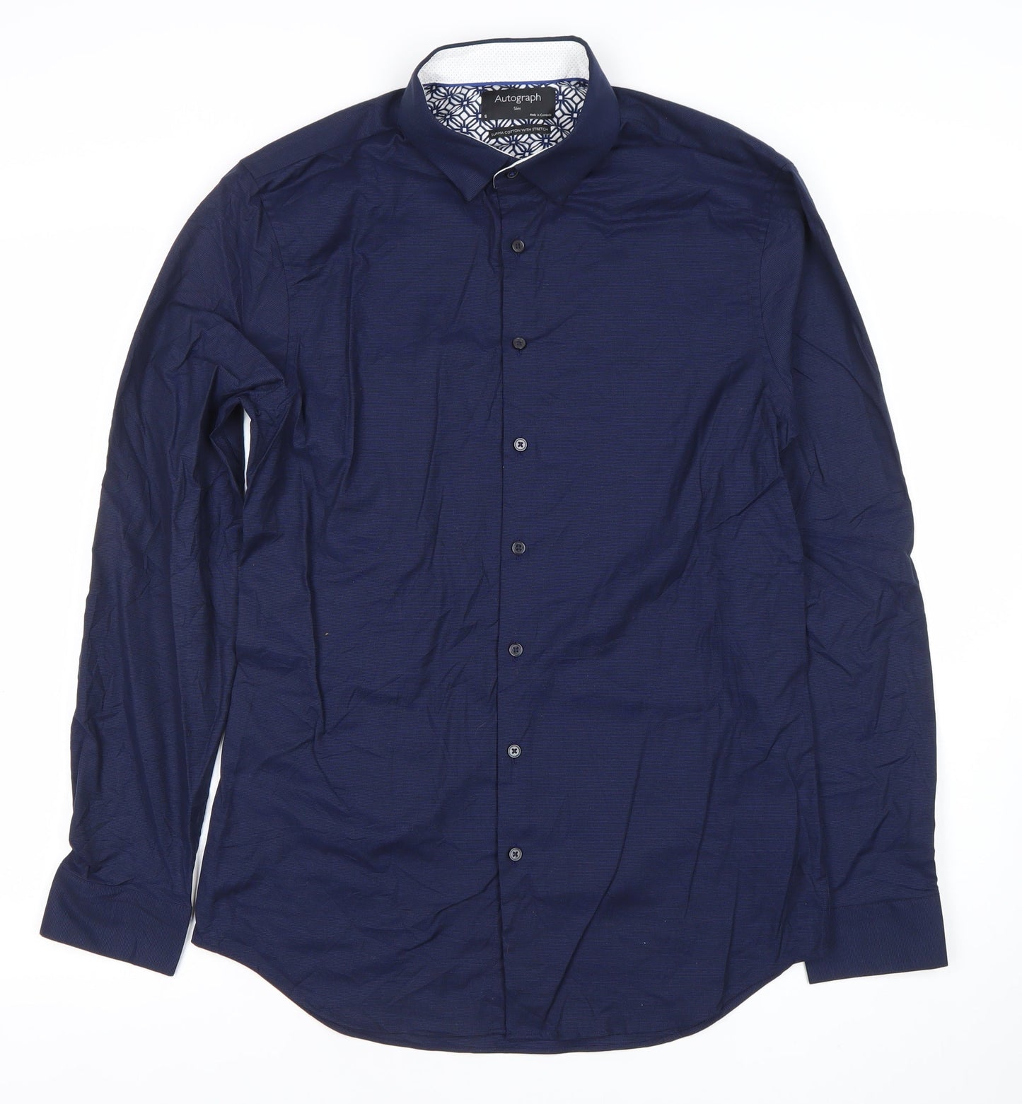 Mens UK Collar Size S Marks and Spencer Smart Blue  Dress Shirt
