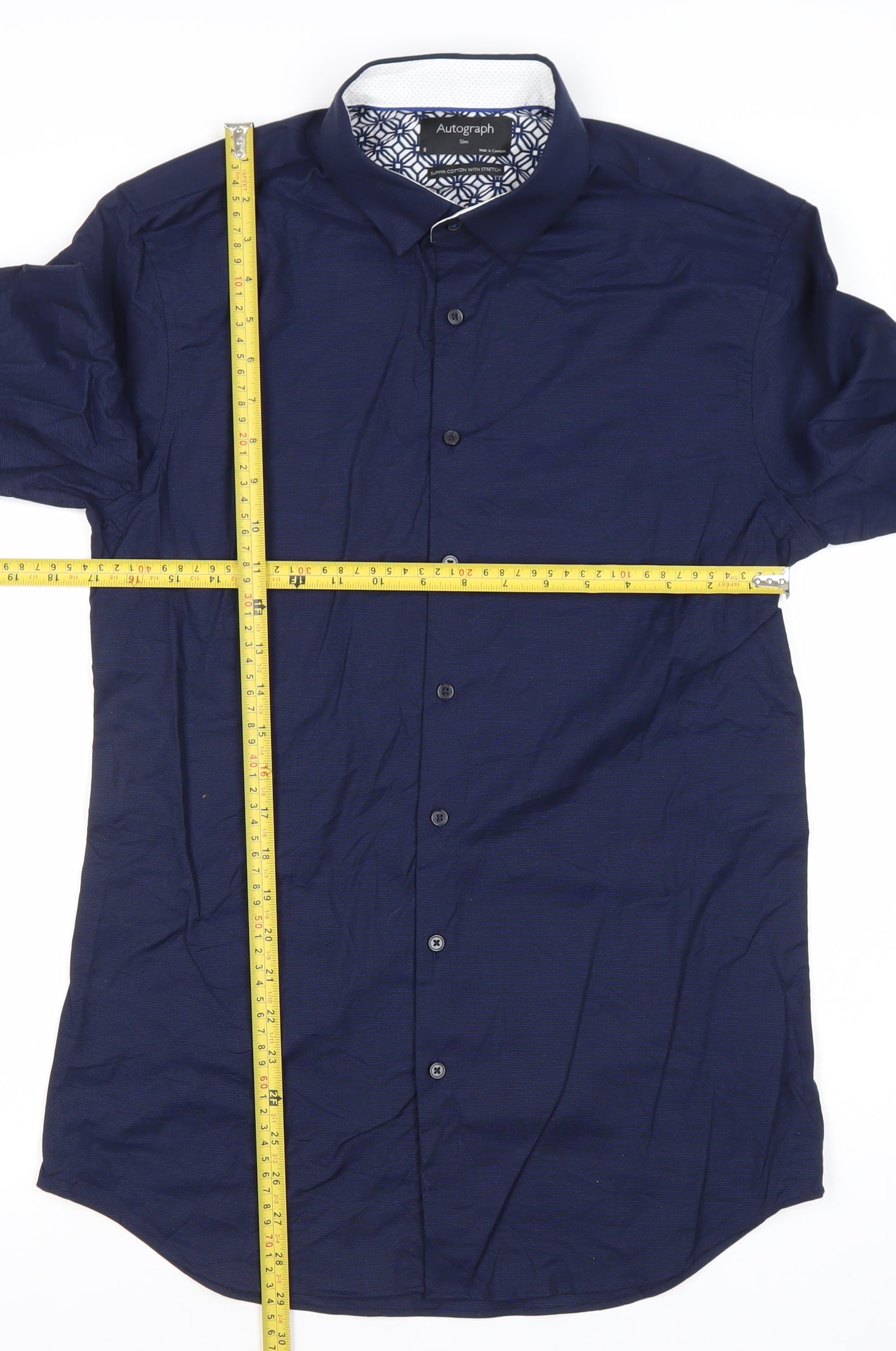 Mens UK Collar Size S Marks and Spencer Smart Blue  Dress Shirt