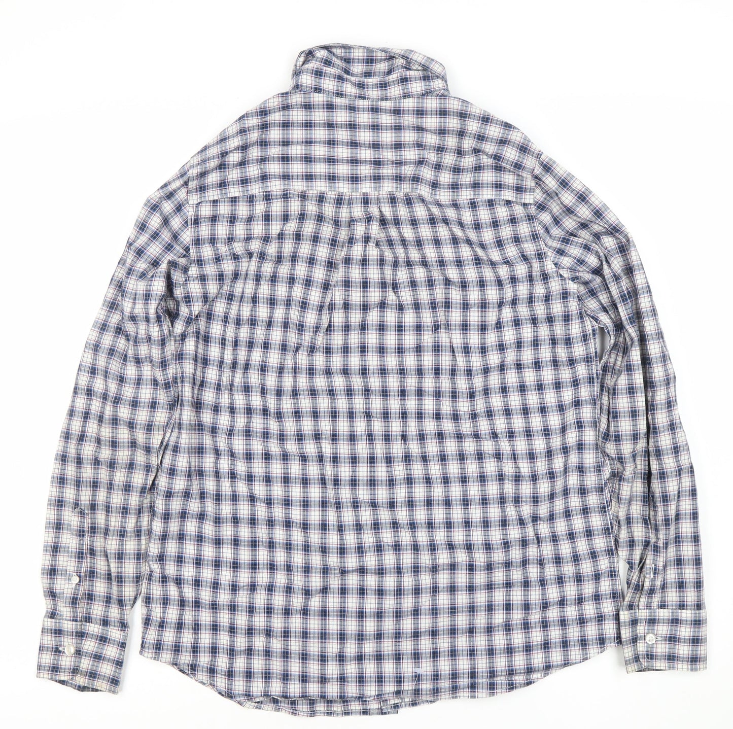 Lands' End Boys Blue Checked Cotton Long Sleeve Button-Down Shirt 12-14Y