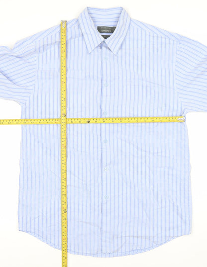 Armando Men’s Blue Striped Long Sleeve Dress Shirt M Regular Fit