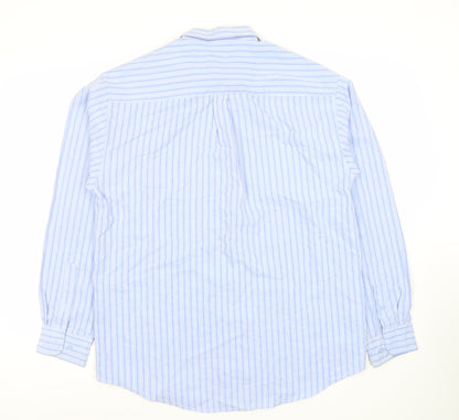 Armando Men’s Blue Striped Long Sleeve Dress Shirt M Regular Fit