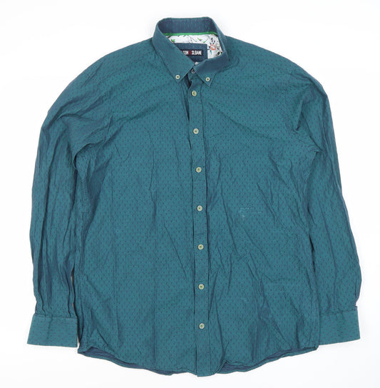 Wilson & Sloane Men’s Green Cotton Long Sleeve Button-Down Dress Shirt L