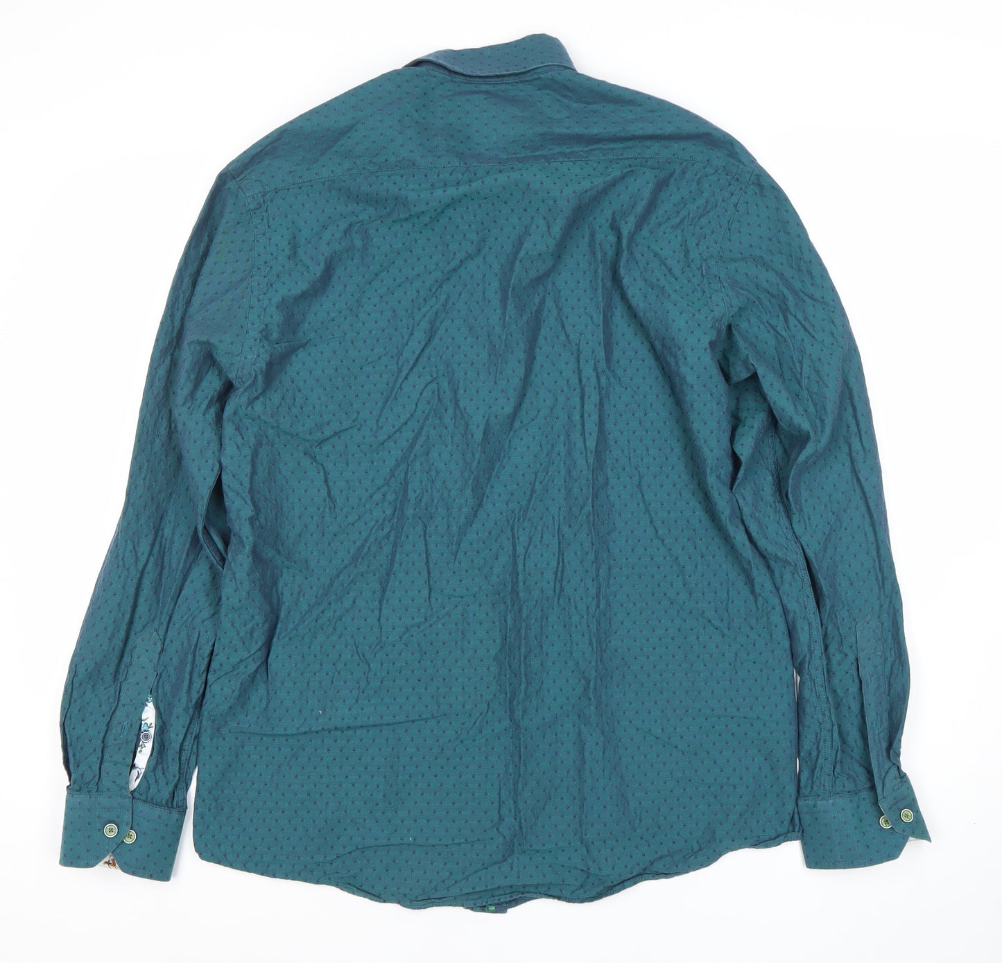 Wilson & Sloane Men’s Green Cotton Long Sleeve Button-Down Dress Shirt L