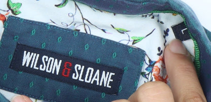 Wilson & Sloane Men’s Green Cotton Long Sleeve Button-Down Dress Shirt L