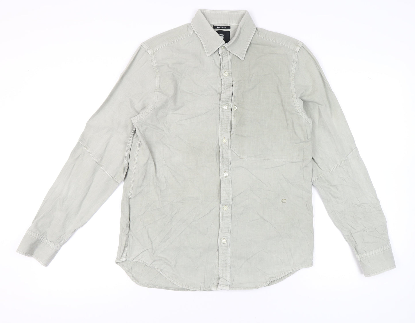 G-Star Raw Men's Grey Small Button-Up Shirt Long Sleeve Classic Fit