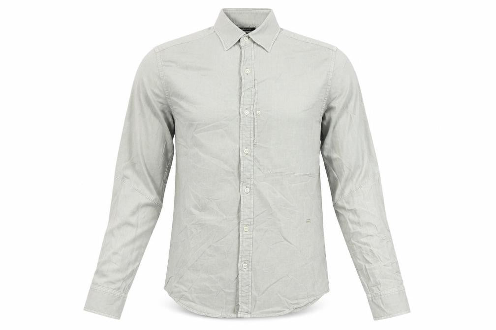 Front view of G-Star RAW Men's Grey Small Button-Up Shirt Long Sleeve Classic Fit