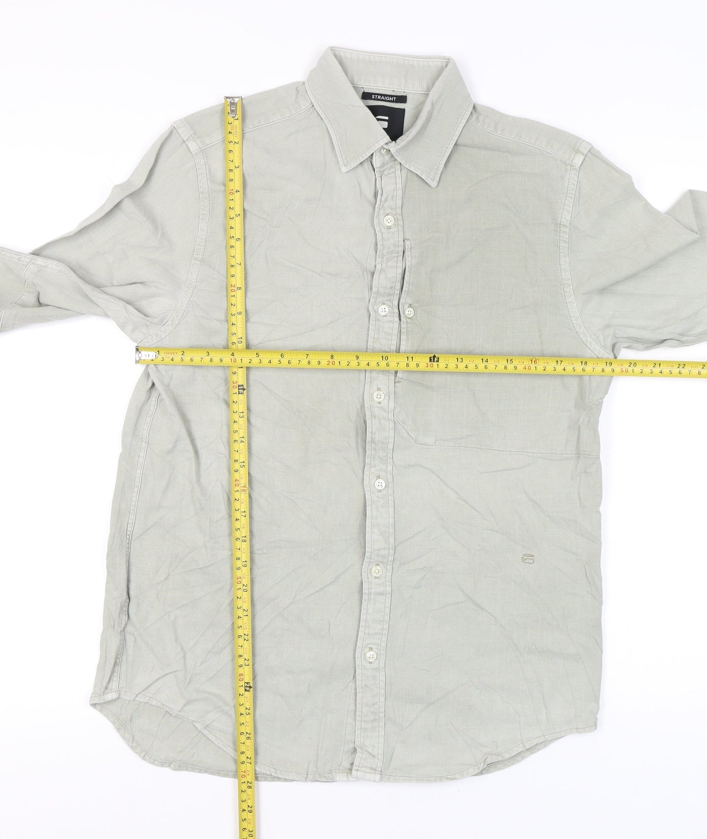 G-Star Raw Men's Grey Small Button-Up Shirt Long Sleeve Classic Fit