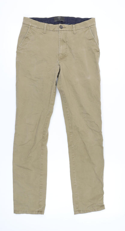 Marks and Spencer Mens Beige Slim Fit Chino Trousers 30W 33L
