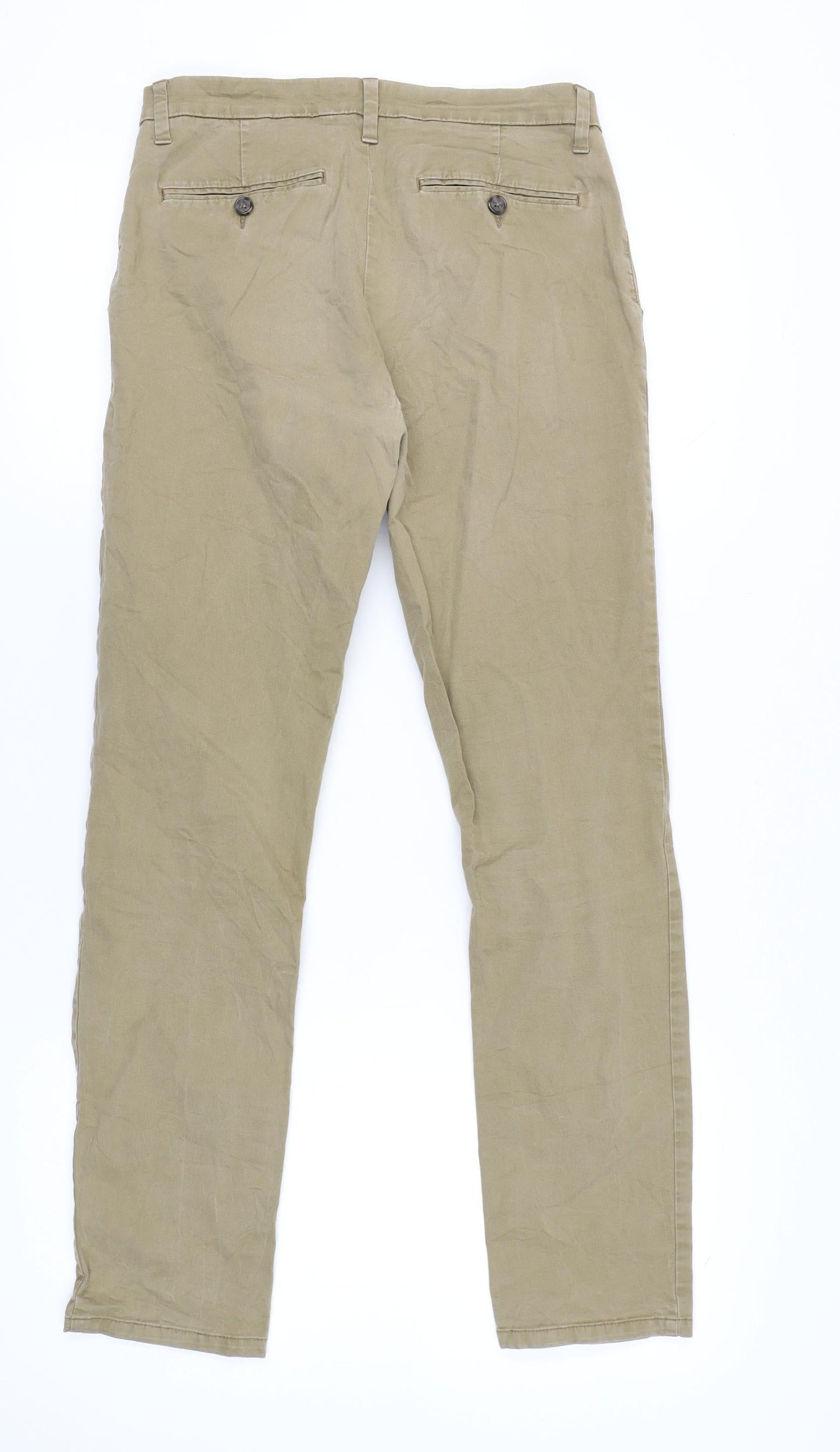 Marks and Spencer Mens Beige Slim Fit Chino Trousers 30W 33L